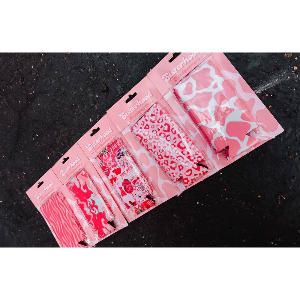 Pink Cow Print Tall Coozie 2-Pack